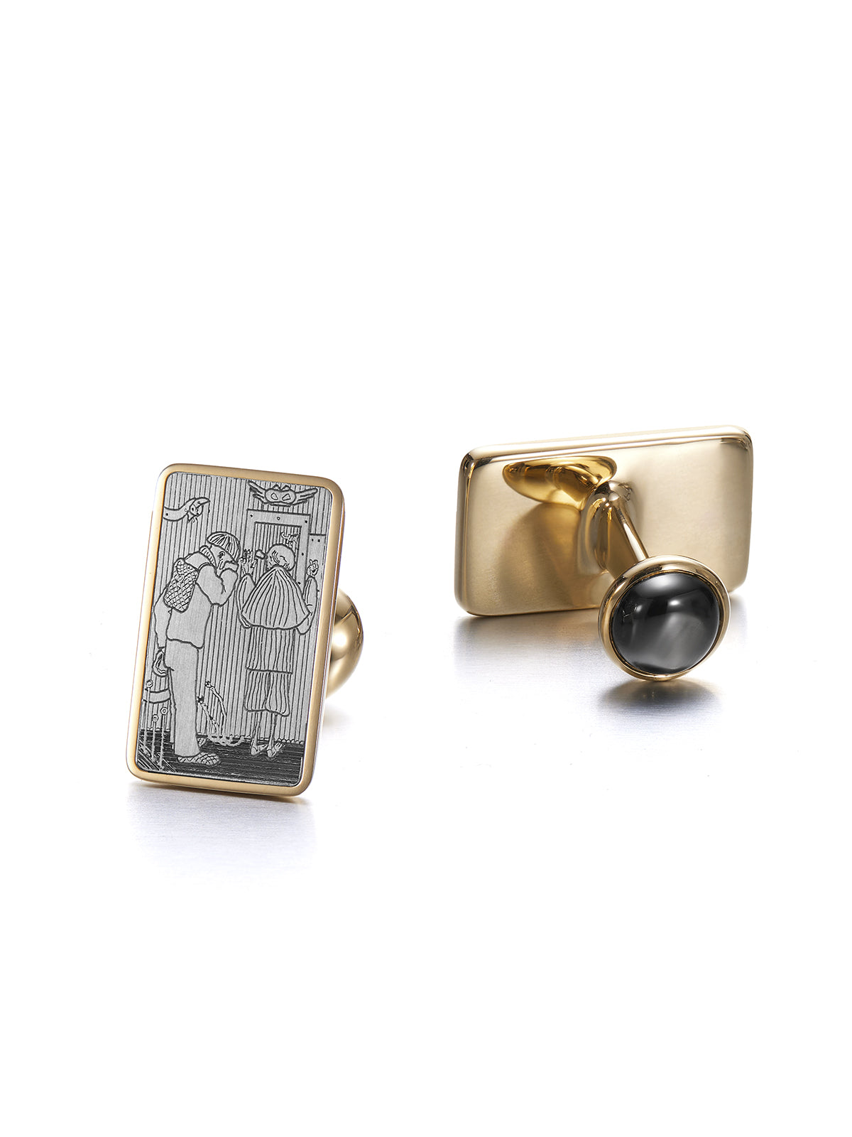 The Peasant and Death at the Gates of Heaven and Hell - Cufflinks in 18 yellow and white gold. HUGO Collection by Heidi Vornan
