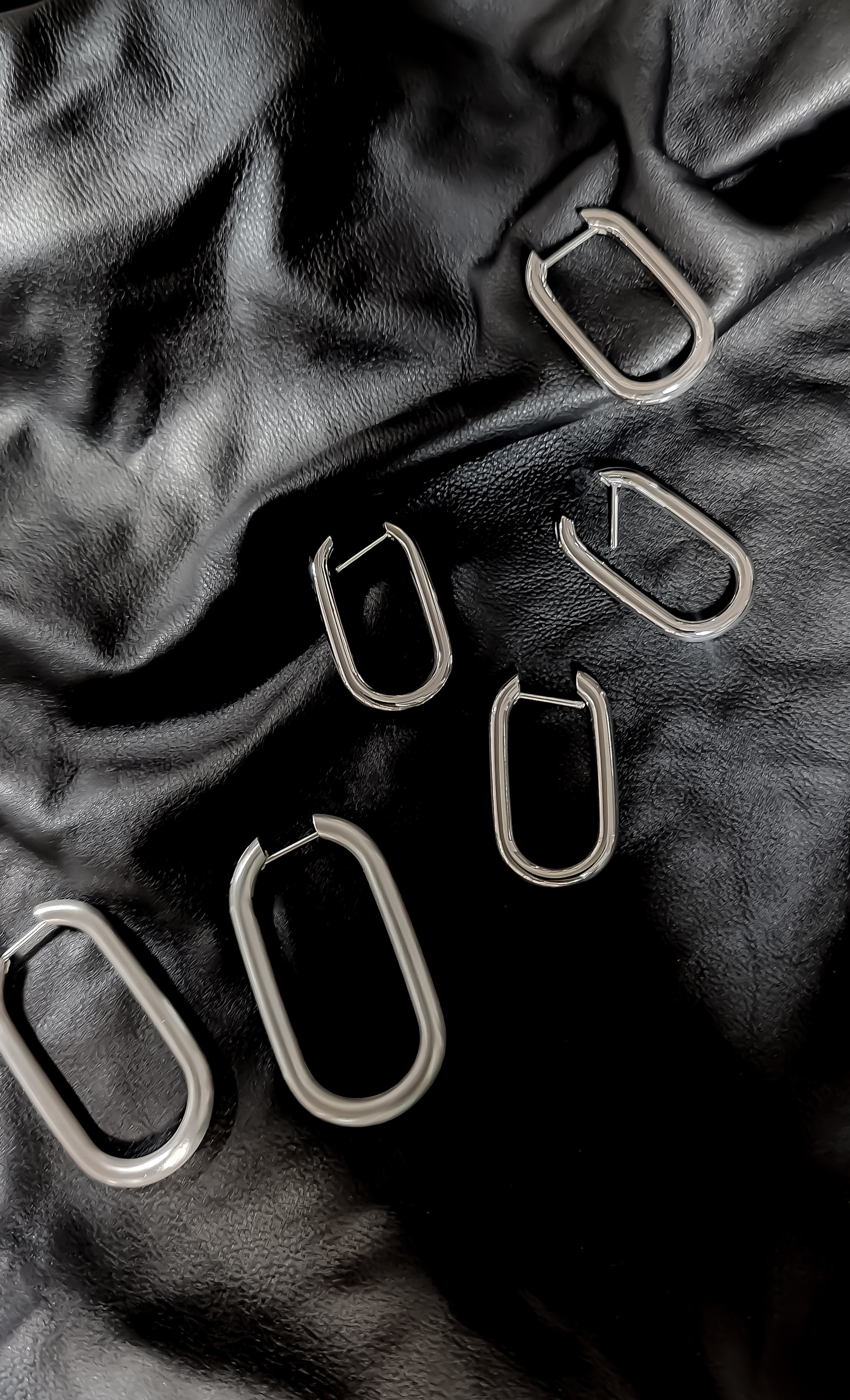 Stapled silver hoops