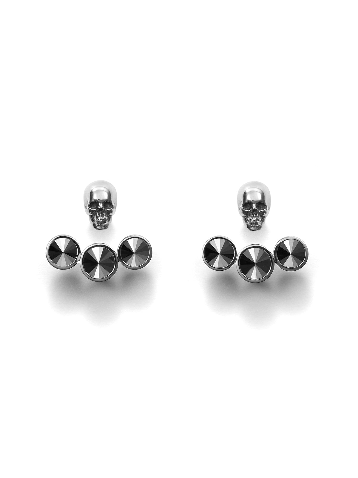 Knuckles - earring jackets in 18k white gold with reverse set black diamonds