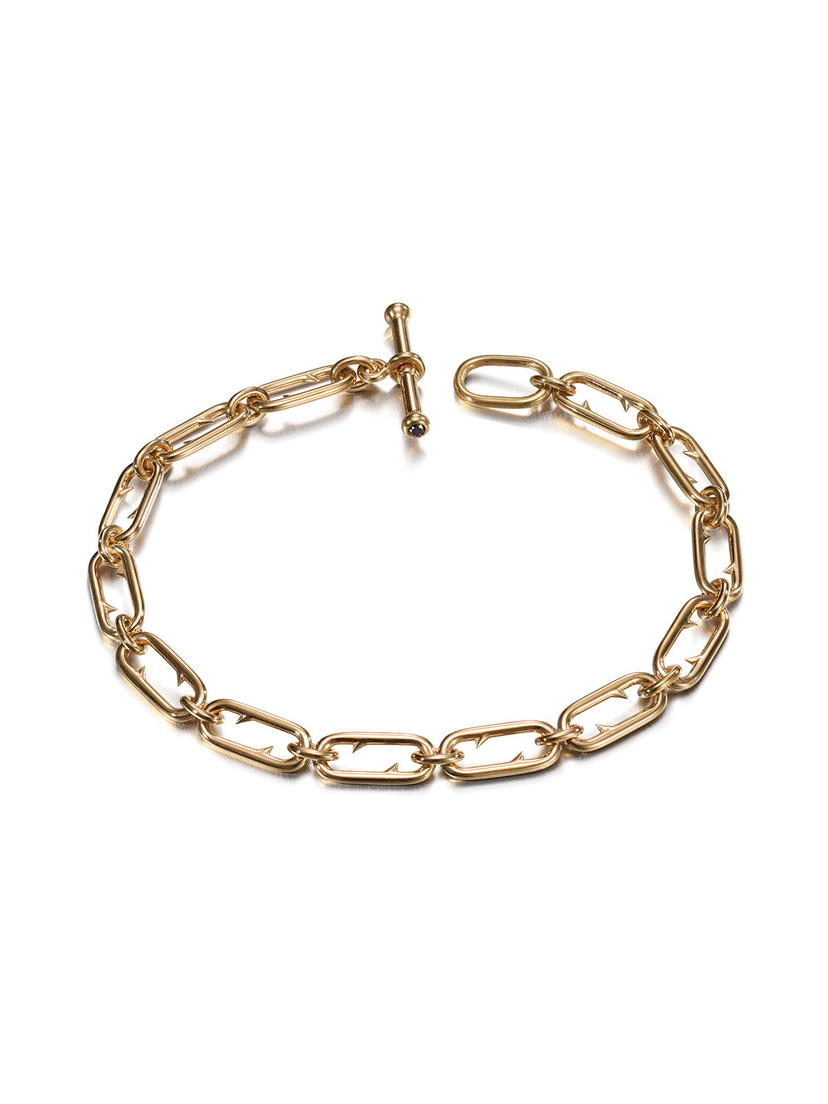Thorns Slim Bracelet in 18k yellow gold – handcrafted chain bracelet with thorn-edged links by Heidi Vornan