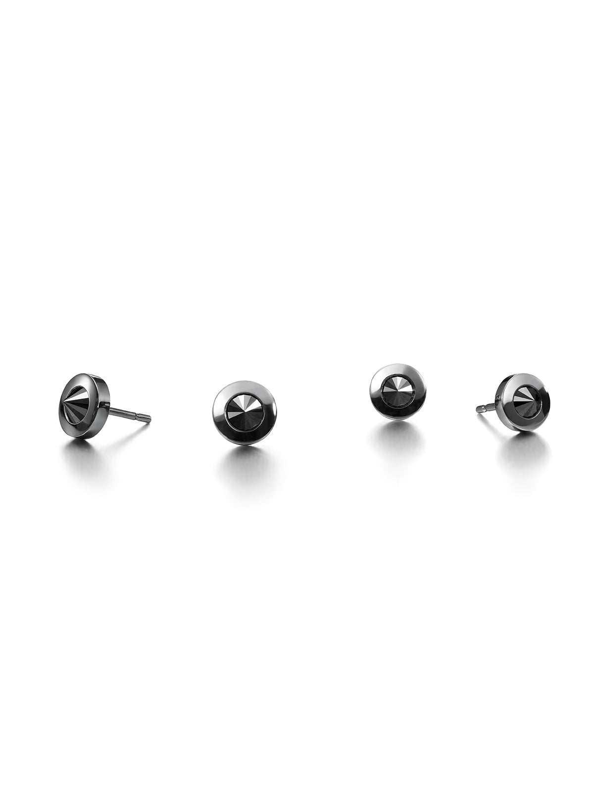Upsidedown stud earrings in whire gold with black diamonds