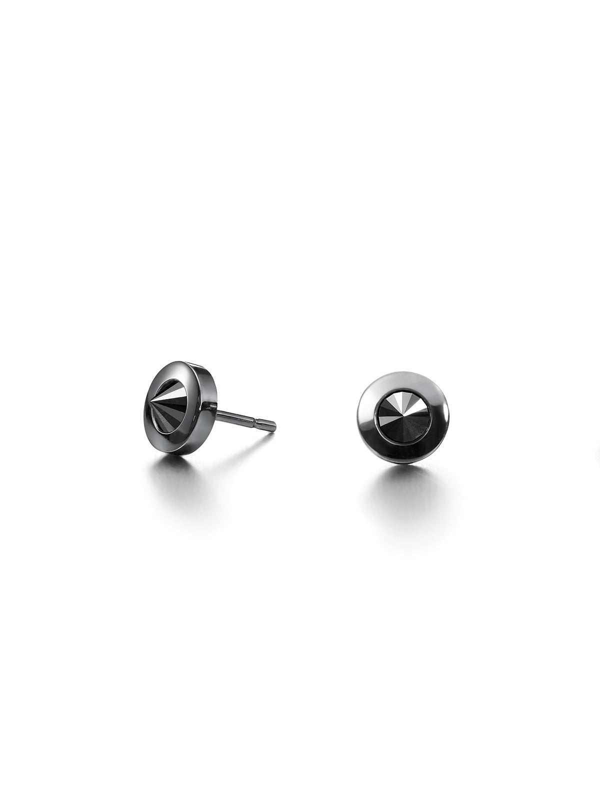 Upsidedown stud earrings with black diamonds for everyday wear