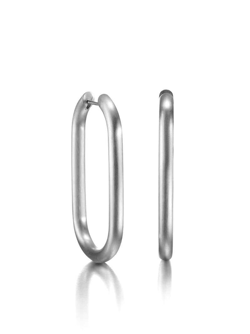 Oversized stapled hoop earrings in silver
